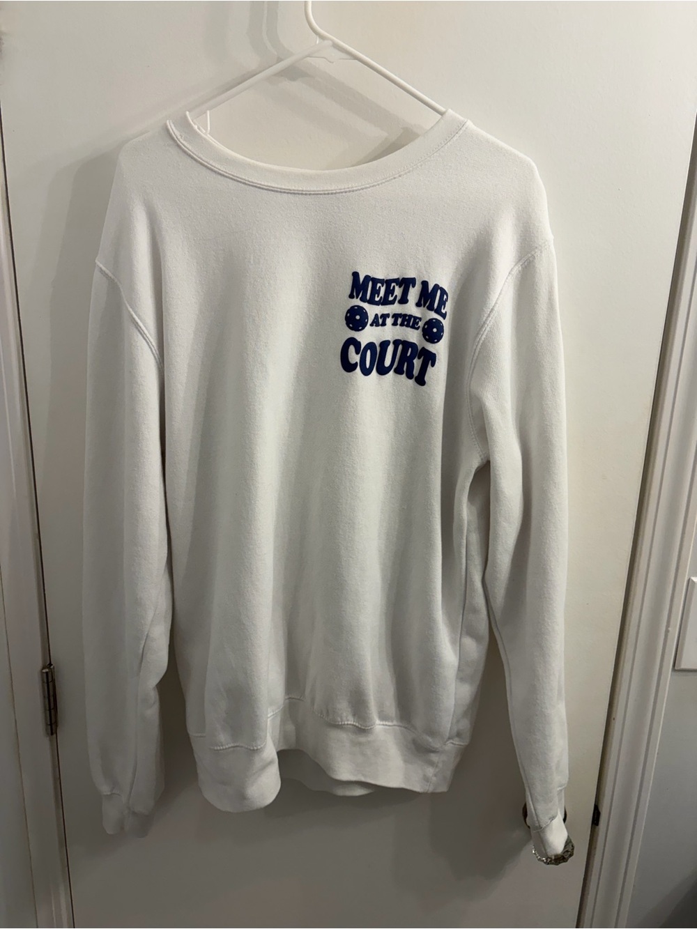 White "Meet Me at the Court" Crewneck Sweatshirt